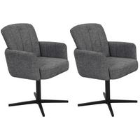 Armlehnstuhl Allison Leinenoptik Grau, B: 58 Cm - Dunkelgrau/Schwarz, LIFESTYLE, Holz/Textil (58/86/64cm) - Livetastic