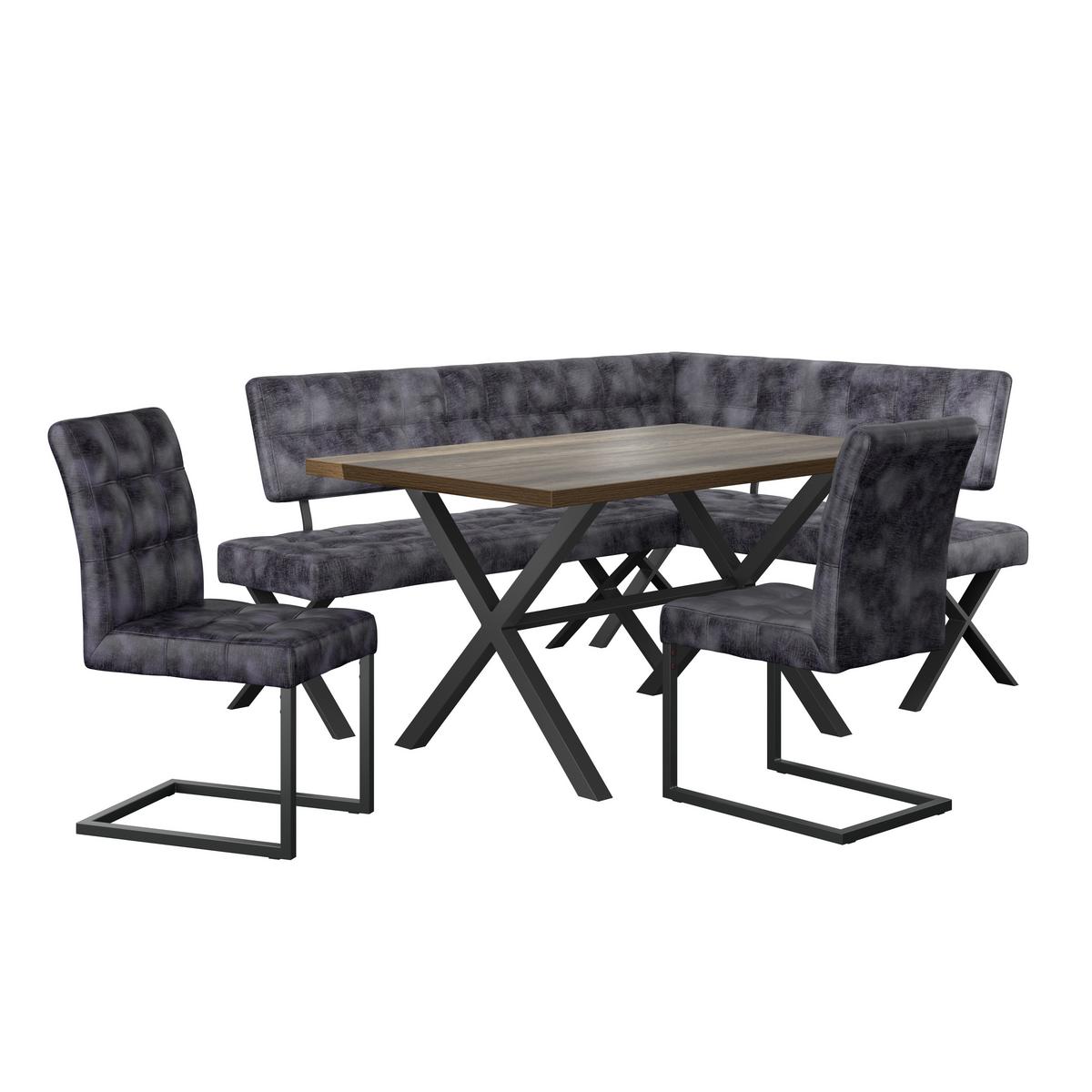 Eckbank Anthrazit Webstoff Donna 200x150 Cm - Anthrazit/Schwarz, MODERN, Textil/Metall (200/150cm)