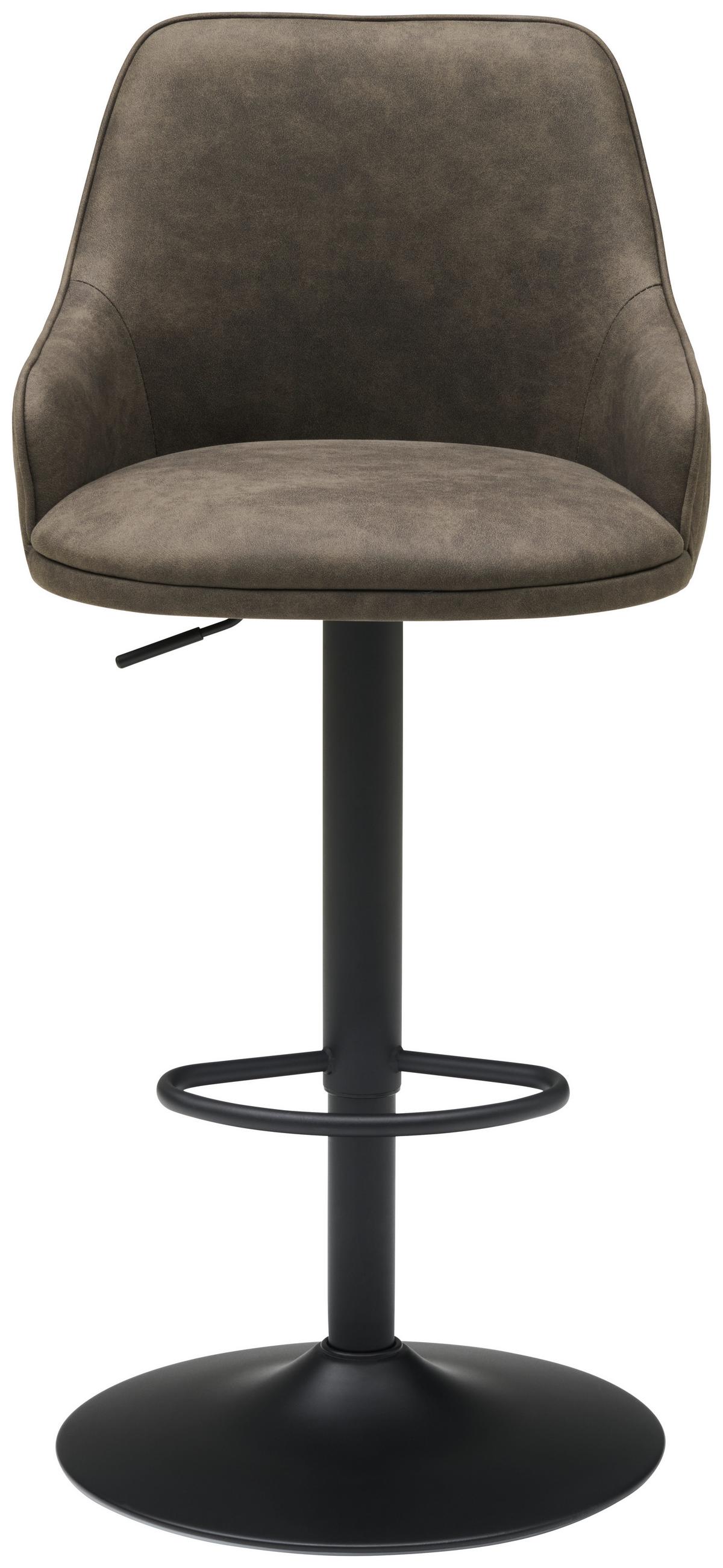 Barhocker Höhenverstellbar Mit Lehne Weda Webstoff Grau - Schwarz/Grau, KONVENTIONELL, Textil/Metall (50/90-111/51cm) - MID.YOU