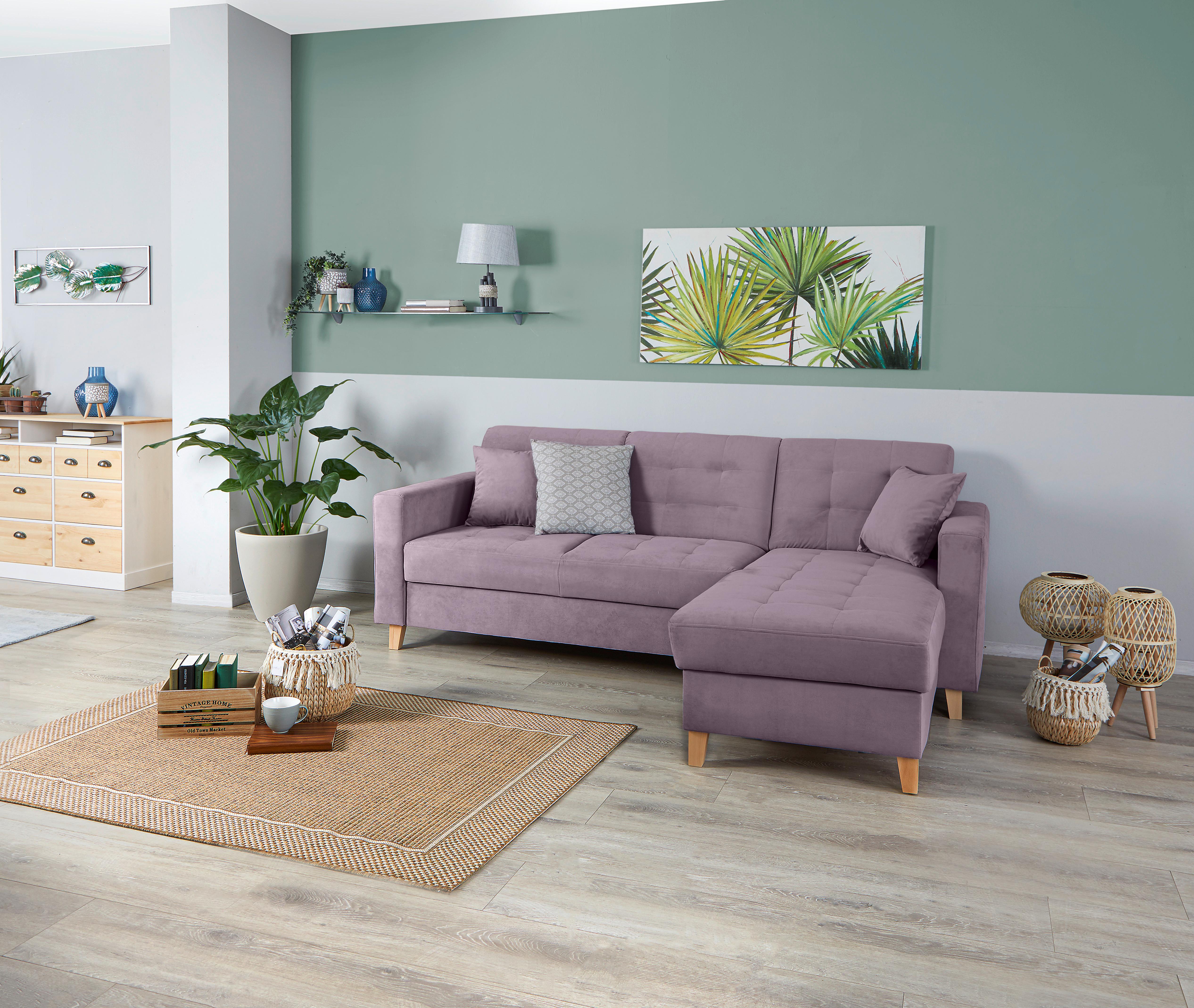 Ecksofa Bergen - Flieder/Naturfarben, Design, Textil (231/160cm) - Luca Bessoni