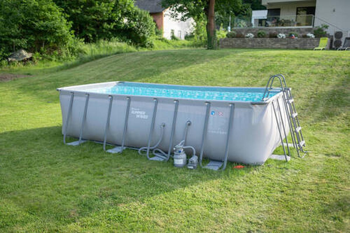 Aufstellpool Rechteckig D: 274 Cm - Anthrazit, KONVENTIONELL, Kunststoff/Metall (274/132/549cm)