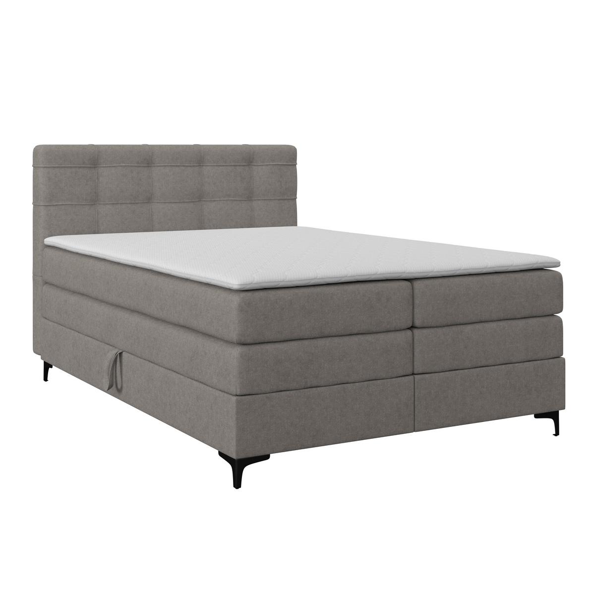 Boxspringbett MITTO Taupe 140x200 cm - Taupe/Schwarz, KONVENTIONELL, Textil/Metall (140/200cm)