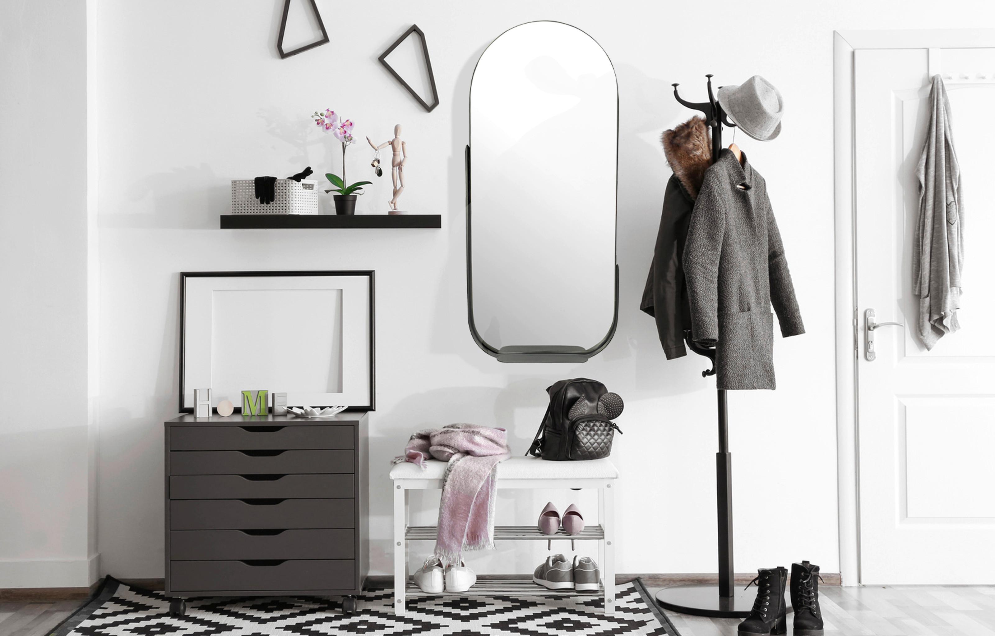 Wandspiegel Schwarz B: 51 cm - Schwarz, Design, Glas/Metall (51/114/8cm) - MID.YOU