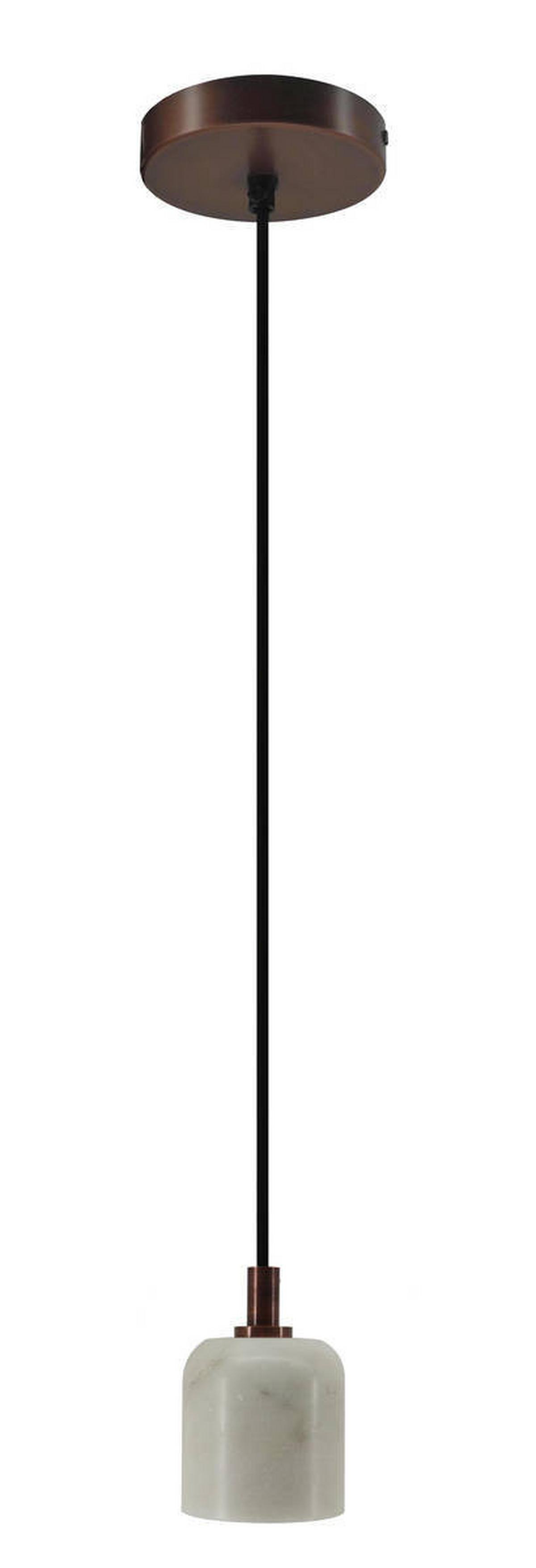 Hängeleuchte Sigma H: 36 Cm 1-Flammig Naturstein - Weiß, Trend, Stein/Metall (10,5/10,5/36cm) - Kayoom