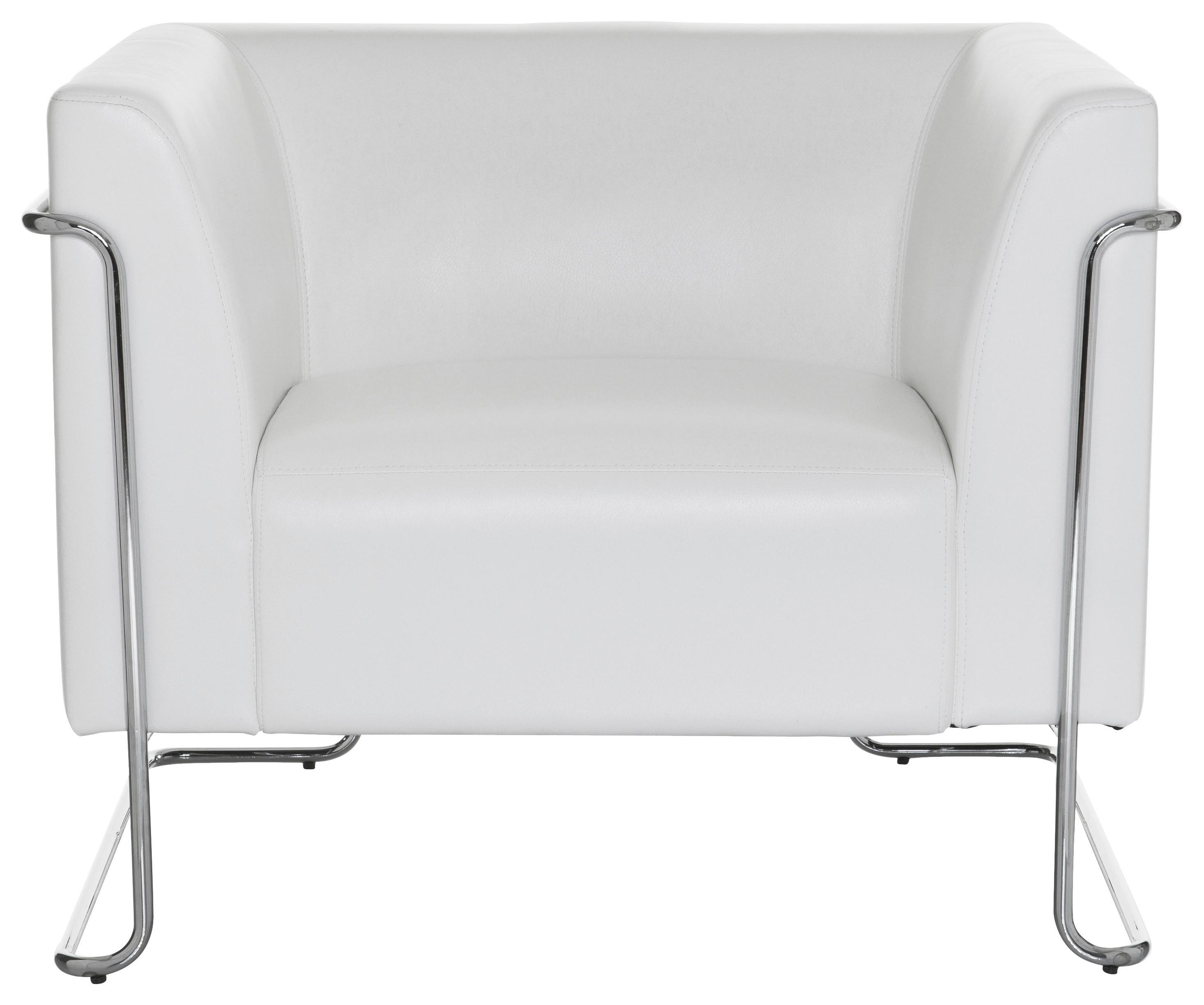 Designsessel Curacao Weiß - Chromfarben/Weiß, MODERN, Textil (88/74/74cm) - MID.YOU