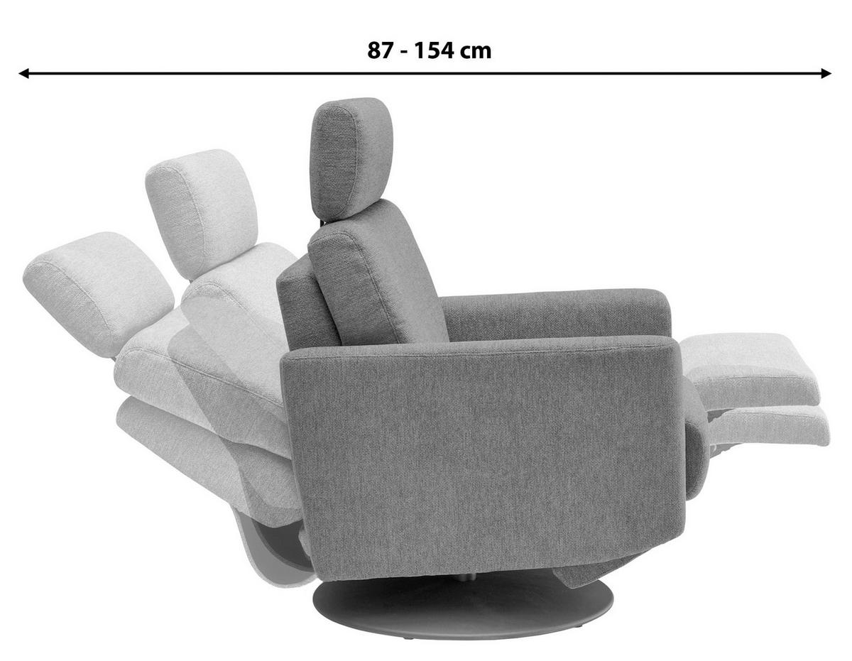 Relaxsessel Centrale T: 87-154 cm, Blaugrau - Blaugrau/Schwarz, MODERN, Textil (77/105/87-154cm) - Livetastic