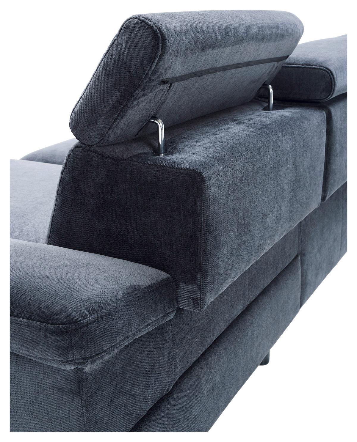 Ecksofa Rima - Silberfarben/Dunkelblau, MODERN, Textil (262/182cm) - Trendmanufaktur