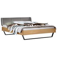 Bett Montieri Eichefarben 140x200 Cm - Dunkelgrau/Eichefarben, MODERN, Holz/Textil (140/200cm) - Hasena