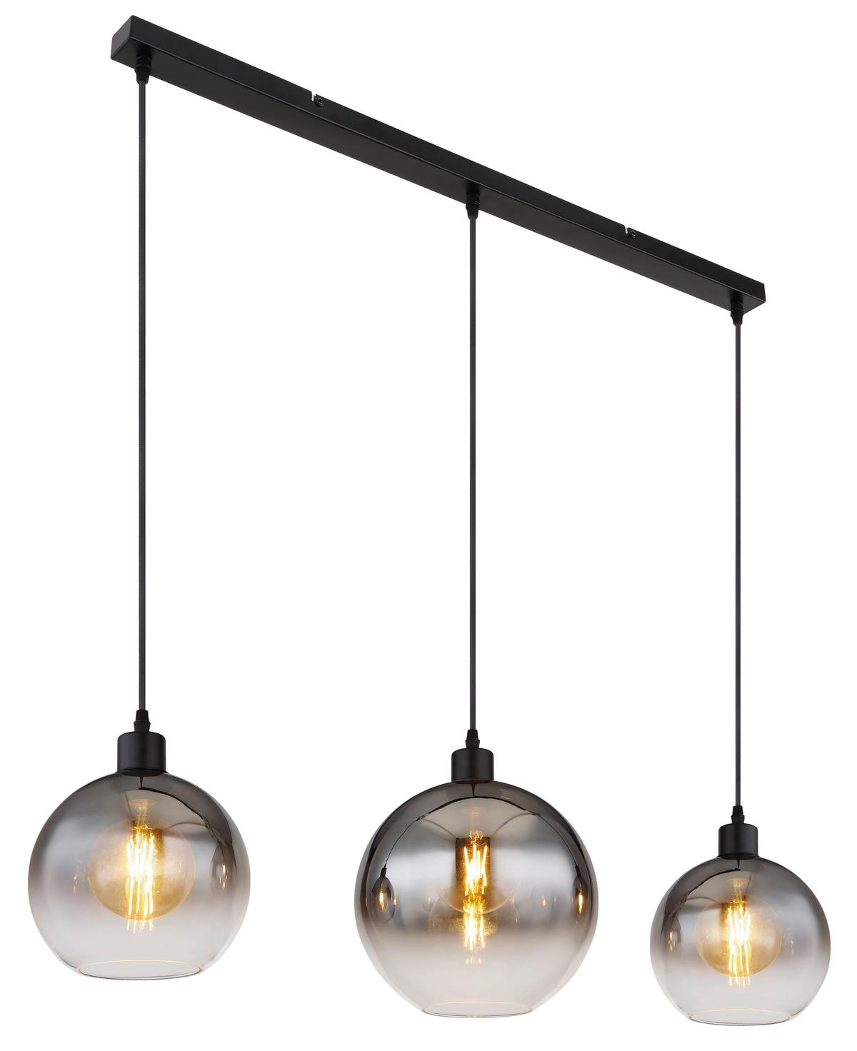 Hängeleuchte 58227-3hb - Schwarz, Design, Glas/Metall (95/25/120cm) - Globo