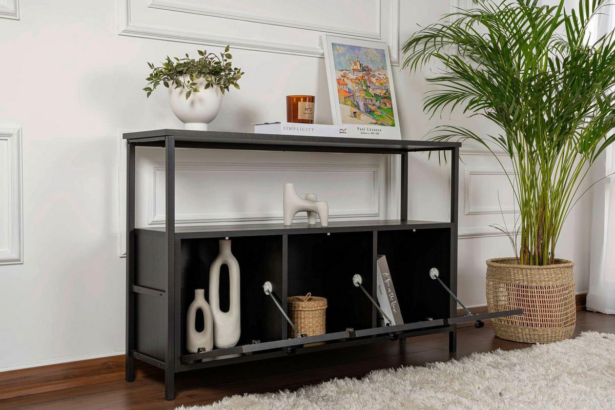 KOMMODE Schwarz B: 120cm - Schwarz, MODERN, Holzwerkstoff (120/77/30cm)