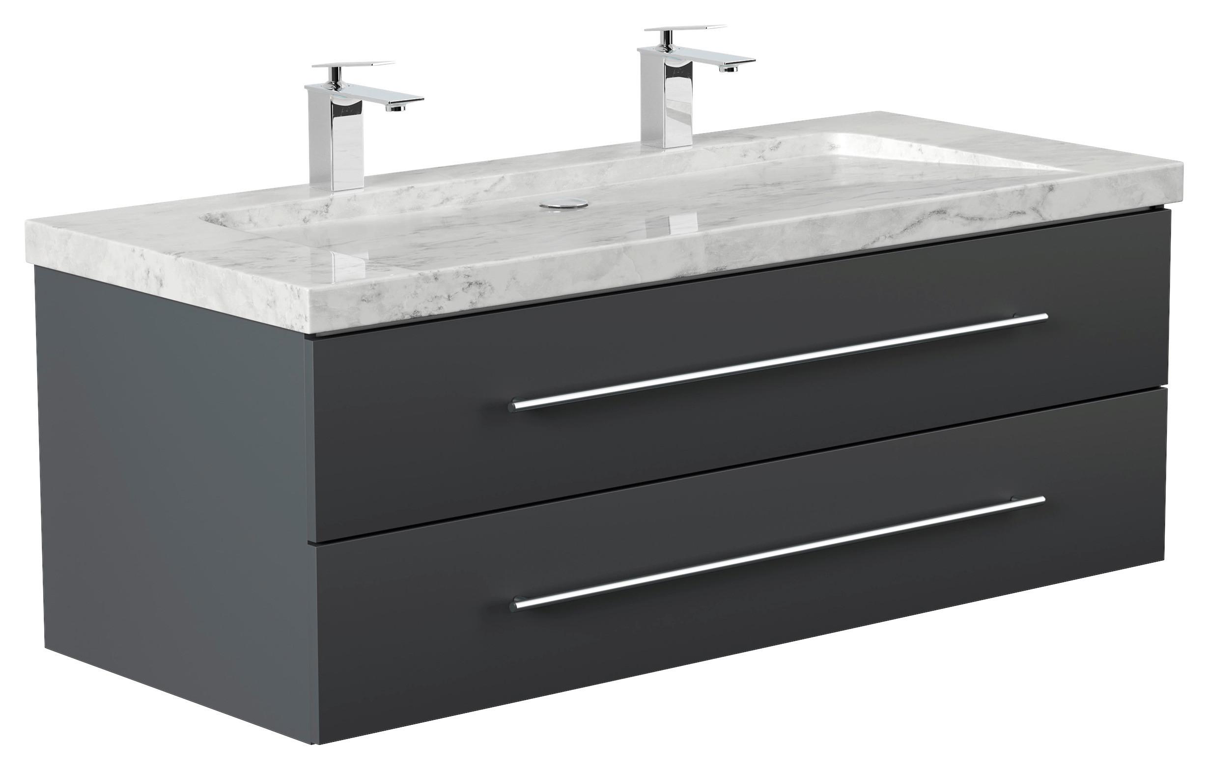 WASCHTISCHKOMBI Yamo, Graphitfarben B: 130cm - Graphitfarben, Basics, Holzwerkstoff/Stein (130cm) - MID.YOU