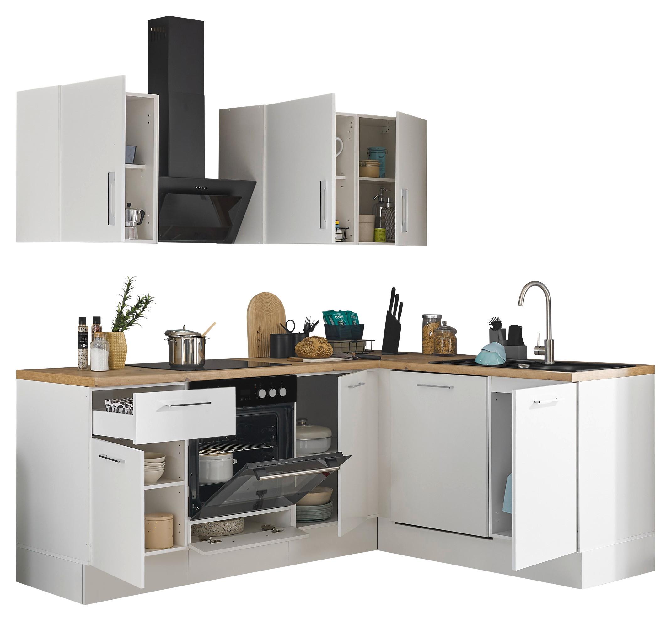 Eckküche Turin Weiß/Eiche Dekor 220x175 cm - Weiß/Eiche Artisan, Basics, Holzwerkstoff (220/175cm) - MID.YOU