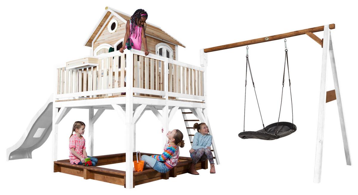 Spielturm A030.158.91 - Braun/Weiß, KONVENTIONELL, Holz (613/291/277cm) - Ambia Garden