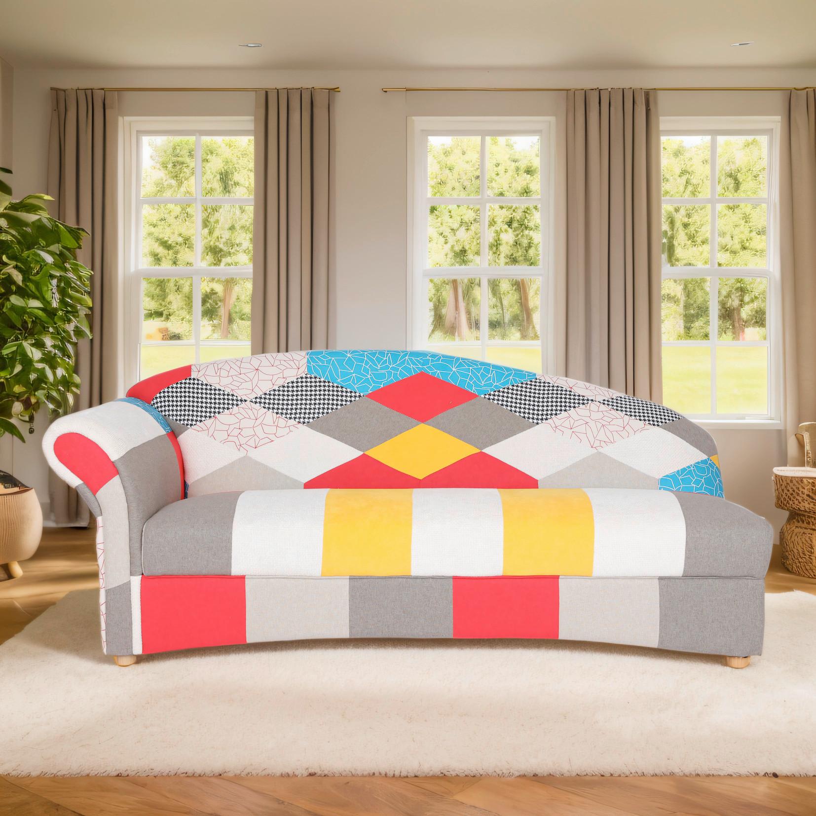 3-Sitzer Loretta, Armlehne links, ca.193x83x85 cm - Hellbraun/Perlmutt, Basics, Holz/Textil (193/83/85cm)