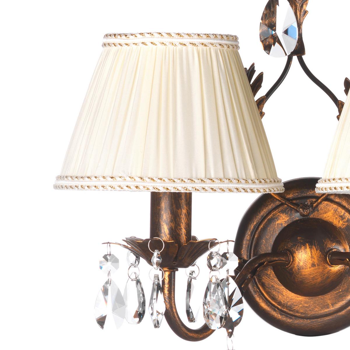 Wandleuchte 4669/Ap2b - Bronzefarben, KONVENTIONELL, Glas/Textil (34/24/30cm)