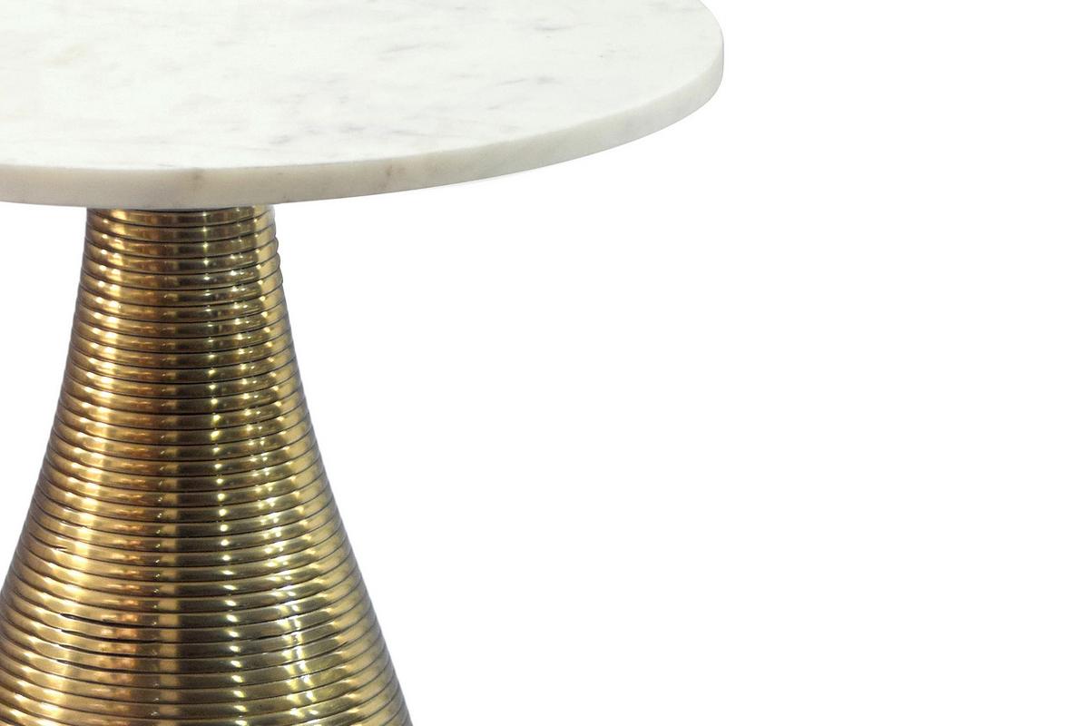 BEISTELLTISCH Weiß L: 40cm - Goldfarben/Weiß, Design, Stein/Metall (40/40/48cm) - Livetastic