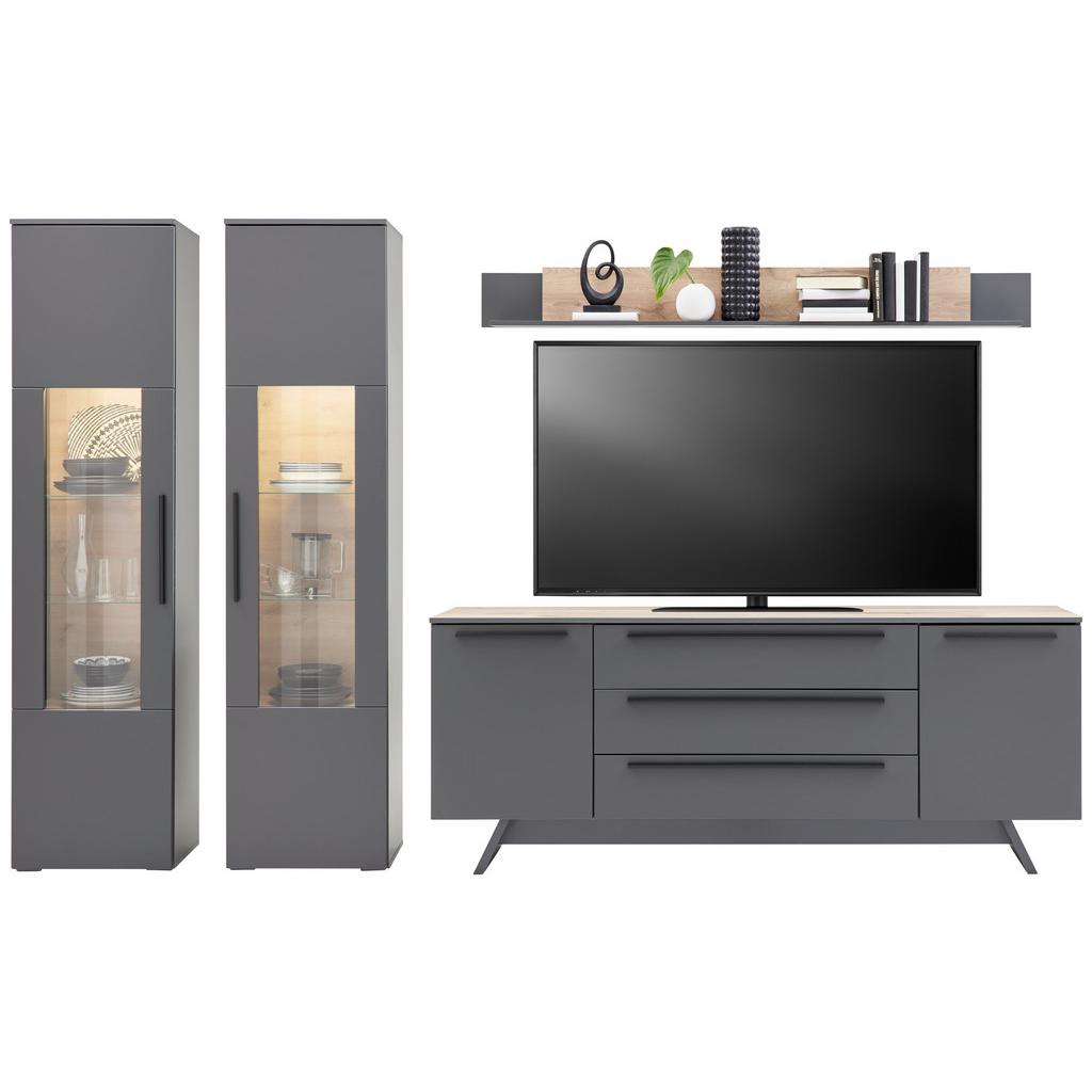 Wohnkombination 4-tlg. Atlanta Grau/eiche Dekor