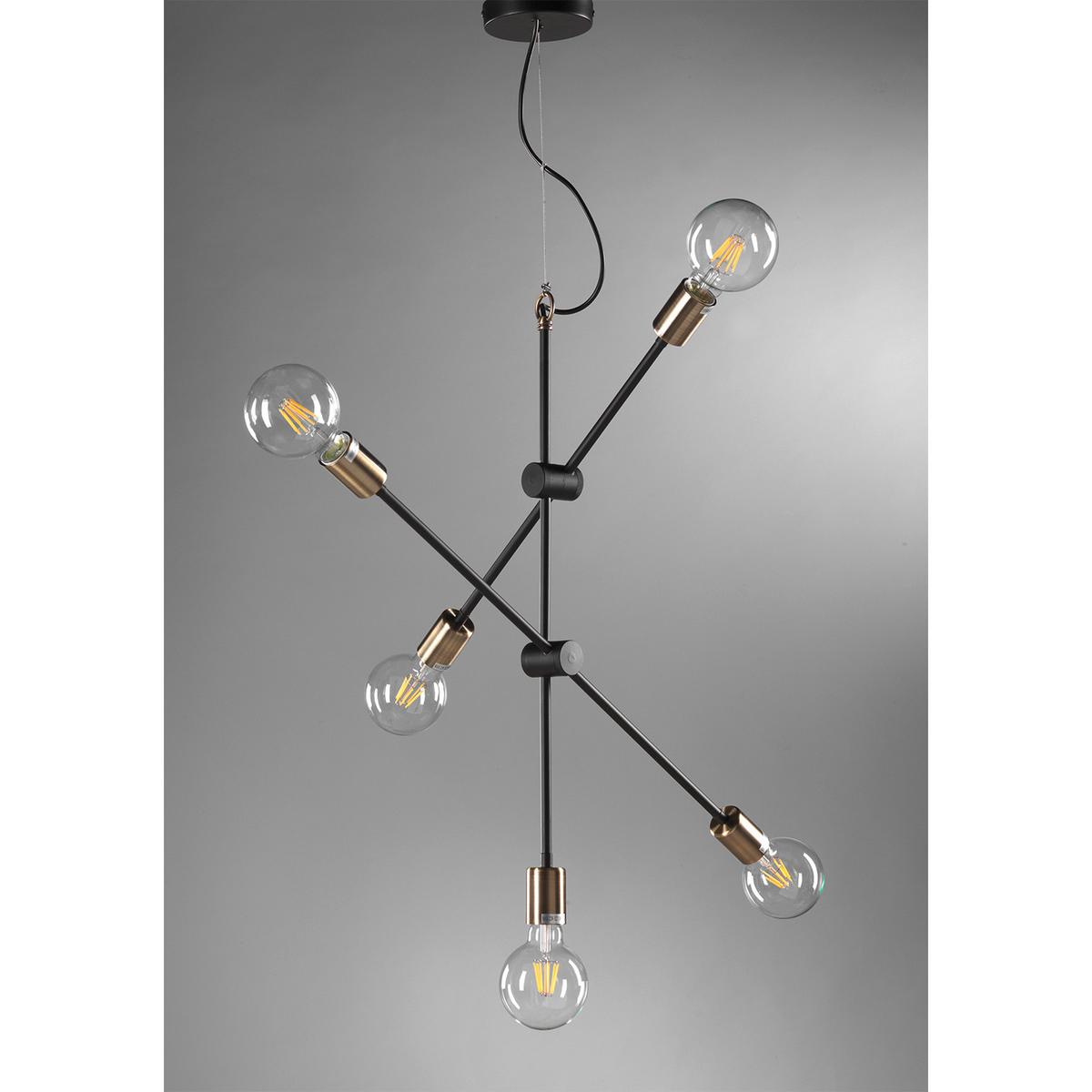 Hängeleuchte 4879/S5n - Goldfarben/Schwarz, Design, Metall (96/80/125cm)