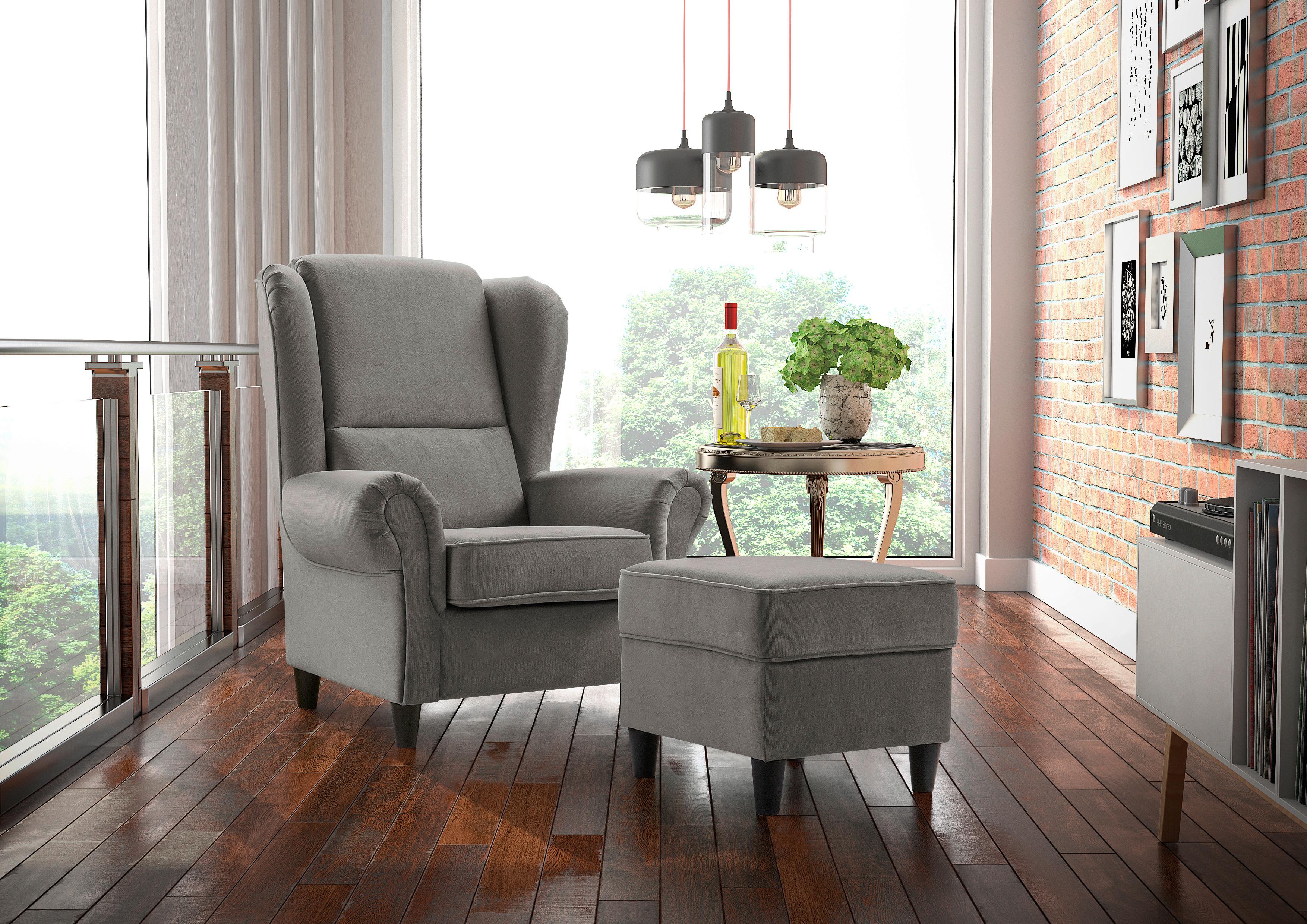 Hocker Baron Grau B: 52 cm - Schwarz/Grau, Design, Textil (52/45/52cm) - MID.YOU