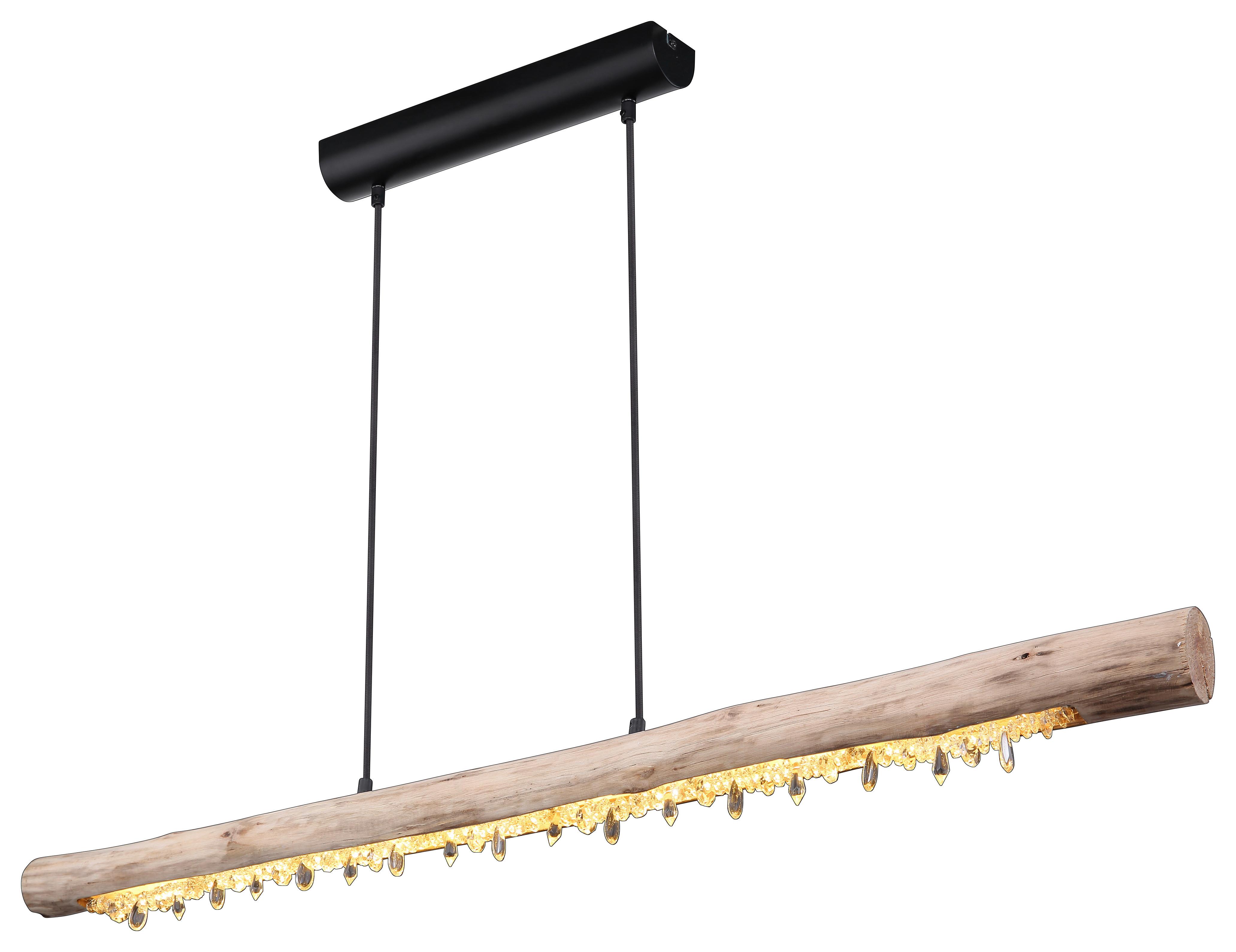 Hängeleuchte Felicitas H: 150 cm 1-Flammig - Klar/Schwarz, Basics, Holz/Kunststoff (120/7/150cm) - Globo
