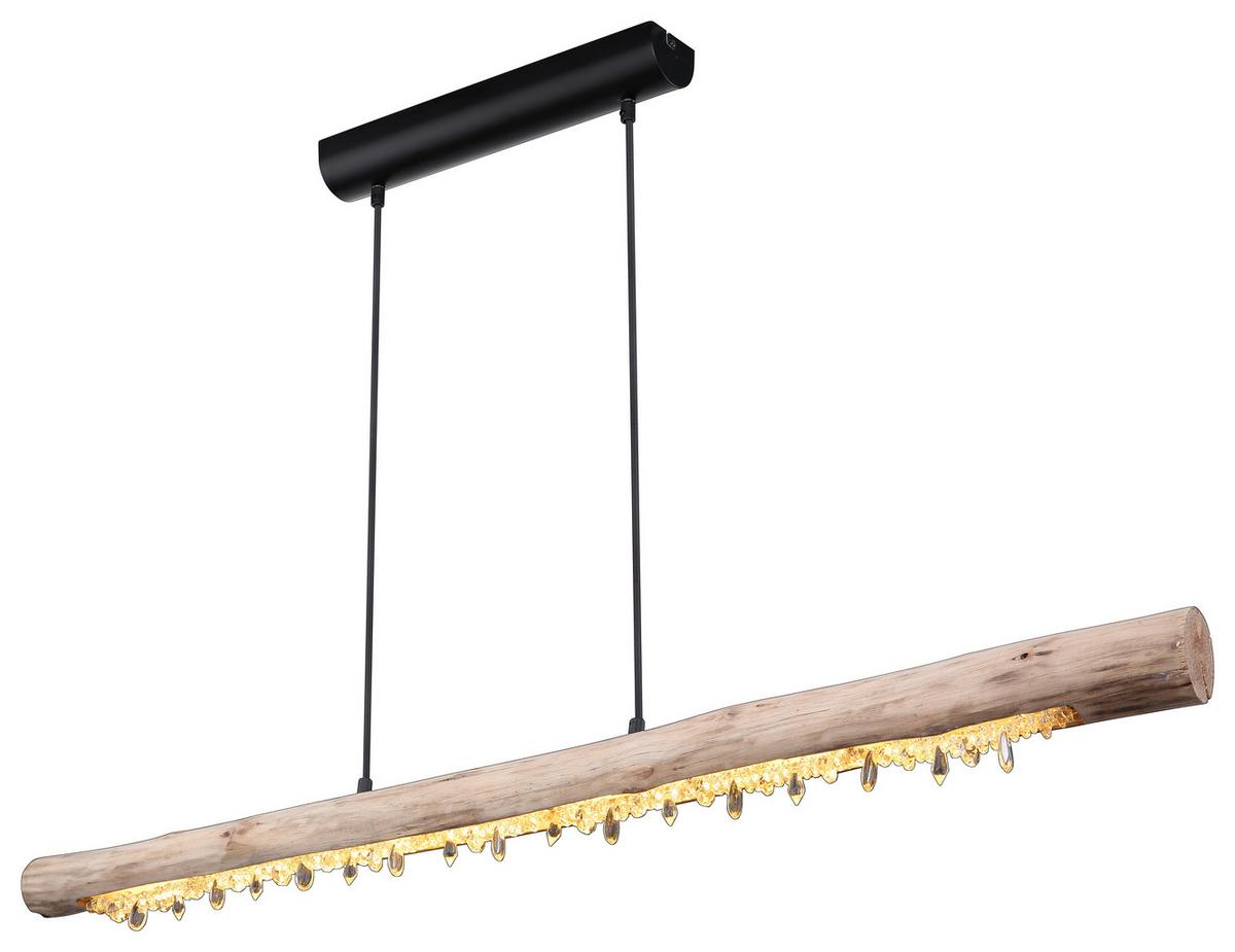 Hängeleuchte Felicitas H: 150 cm 1-Flammig - Klar/Schwarz, Basics, Holz/Kunststoff (120/7/150cm) - Globo