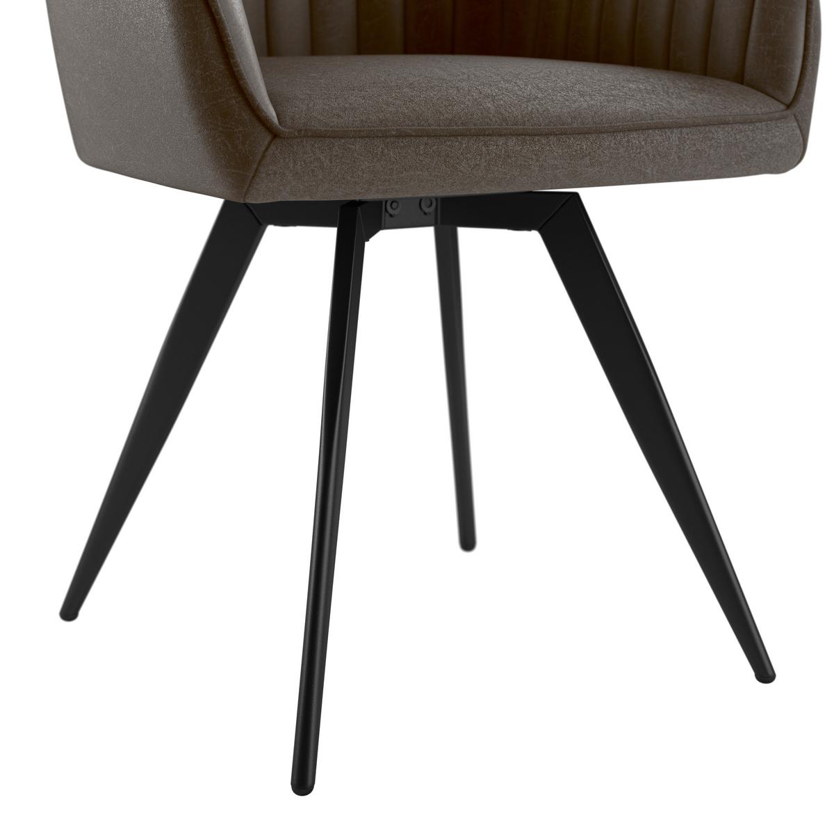 Stuhl Bella Webstoff Braun, 360° drehbar - Schwarz/Braun, KONVENTIONELL, Textil/Metall (63/90/61cm)