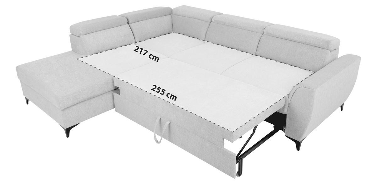 Ecksofa Lapis Grau S: 217/255 Cm - Schwarz/Grau, KONVENTIONELL, Textil (217/255cm) - MID.YOU
