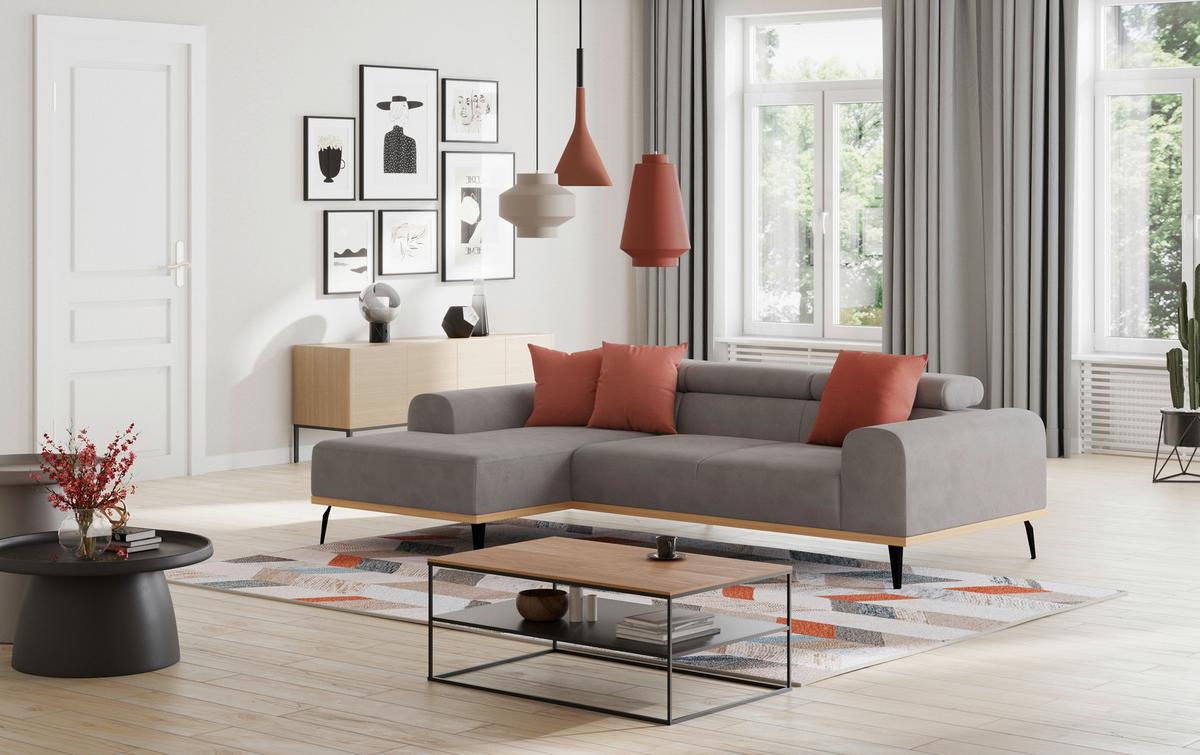 Ecksofa Grau Mit Sitzvorzug S: 157x244 Cm - Schwarz/Grau, KONVENTIONELL, Textil (157/244cm) - Cotta
