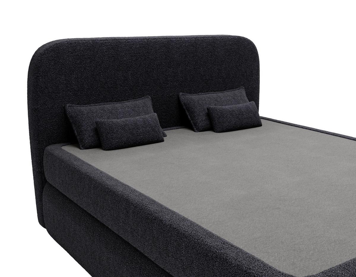 Boxspringbett mit Topper 180x200 Isla - Buchefarben/Schwarz, Basics, Holz/Holzwerkstoff (180/200cm) - Livetastic