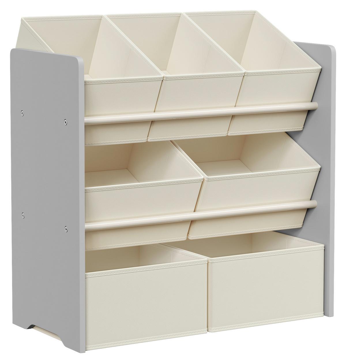 Kinderregal Toy Storage Shelf Grau/Beige B: 62,5 cm - Beige/Grau, MODERN, Holzwerkstoff/Textil (62,5/60/29,5cm) - MID.YOU