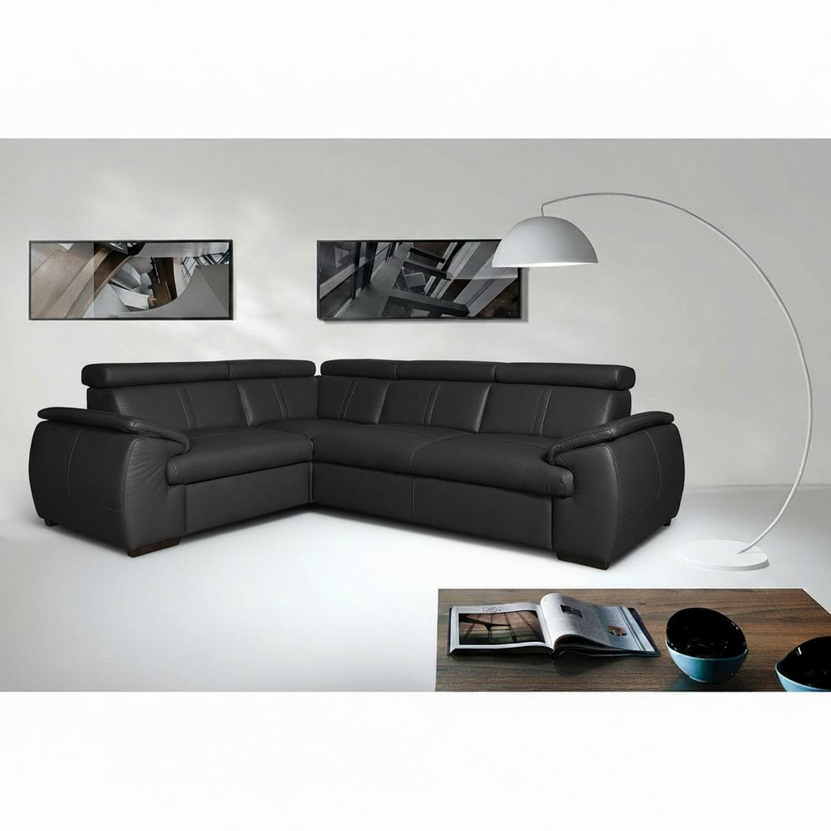 Ecksofa City Schwarz B: 193x265 cm - Wengefarben/Schwarz, Design, Leder (193/265cm) - Livetastic