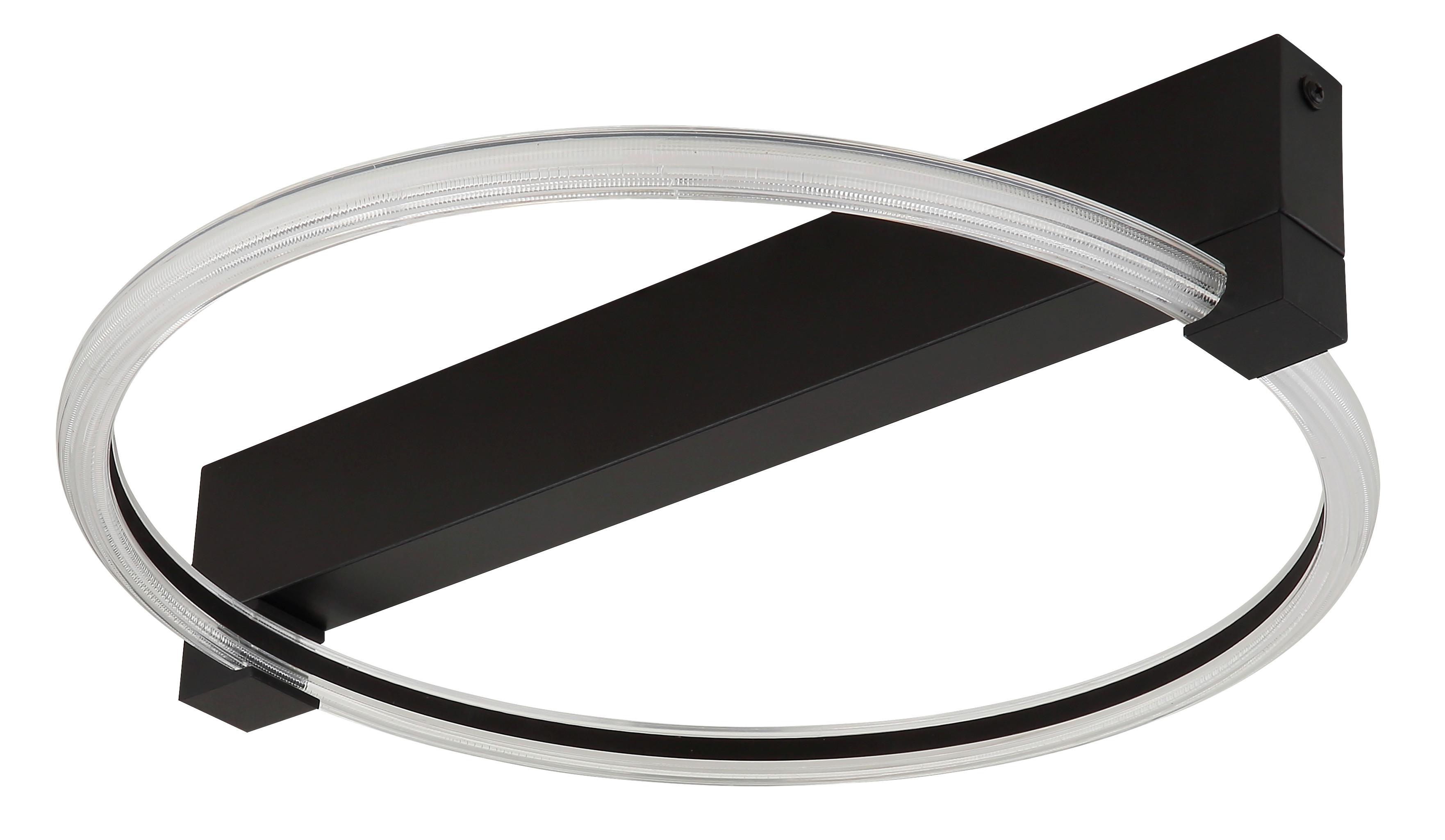 Deckenleuchte inkl. 1 LED 15W, 230V, ca. 41,4x38x8,5 cm - Transparent/Schwarz, Design, Kunststoff/Metall (41,4/38/8,5cm) - Globo