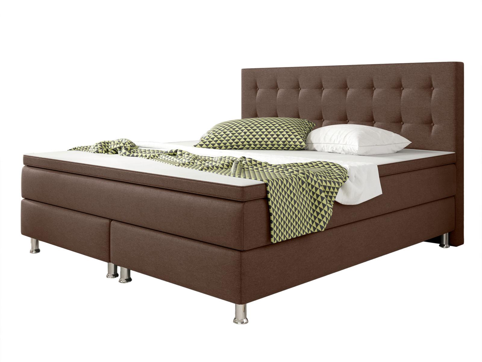 Boxspringbett Mit Topper 180x200 Köln - Silberfarben/Braun, KONVENTIONELL, Textil (180/115/210cm) - MID.YOU