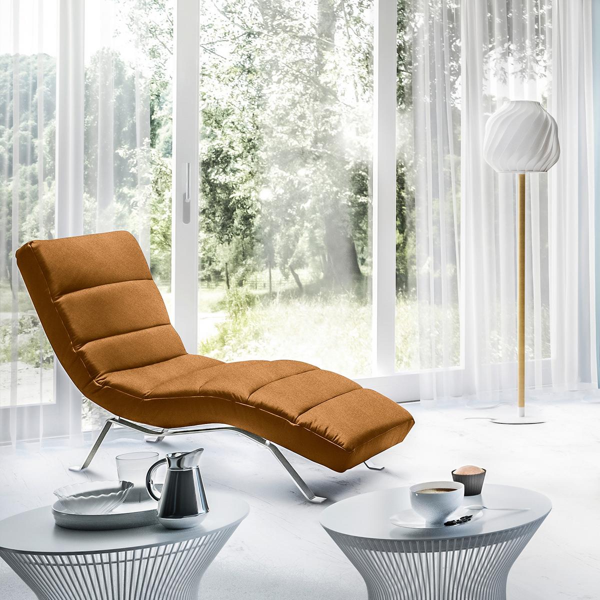 Relaxliege Swing Silver Cognac B: 65 Cm - Cognac/Silberfarben, Design, Textil (65/65-95/171cm) - Livetastic