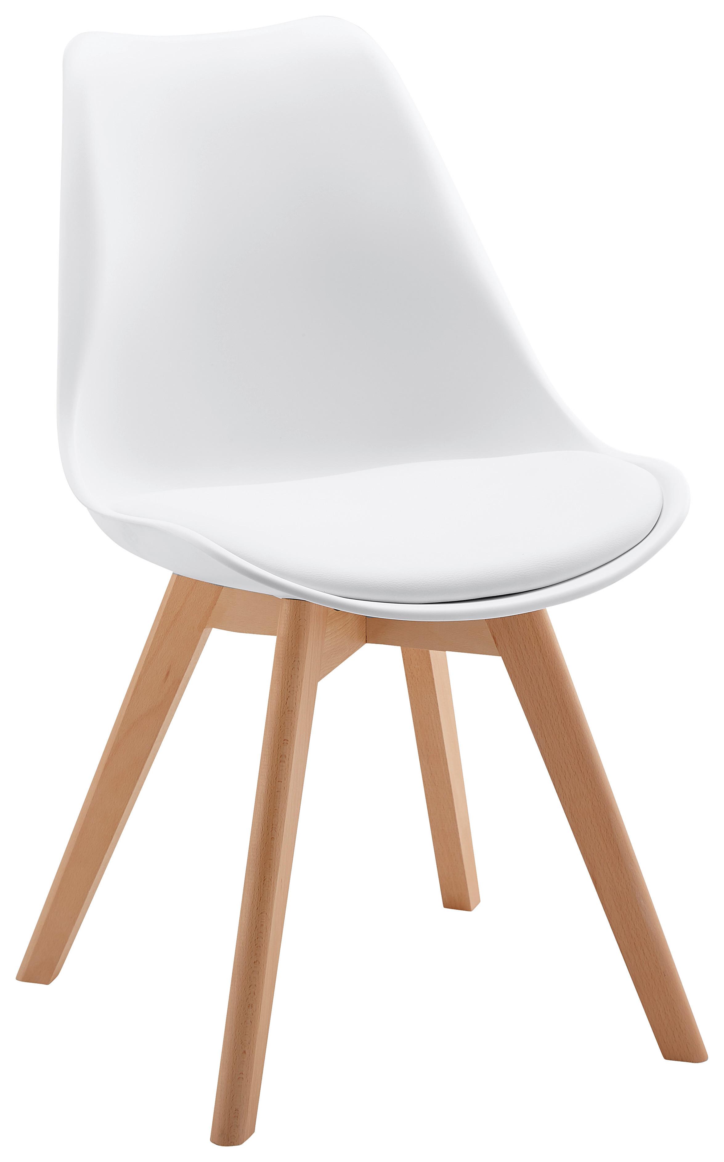 Stolička Judy biela - farba buka/biela, Modern, drevo/textil (49/81/58cm) - Bessagi Home