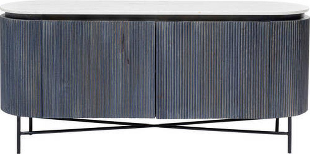 Sideboard 160 Cm Mangoholz Anthrazit Marmor/weiß - Anthrazit/Schwarz, Trend, Holz/Holzwerkstoff (160/75/45cm) - Kare-Design