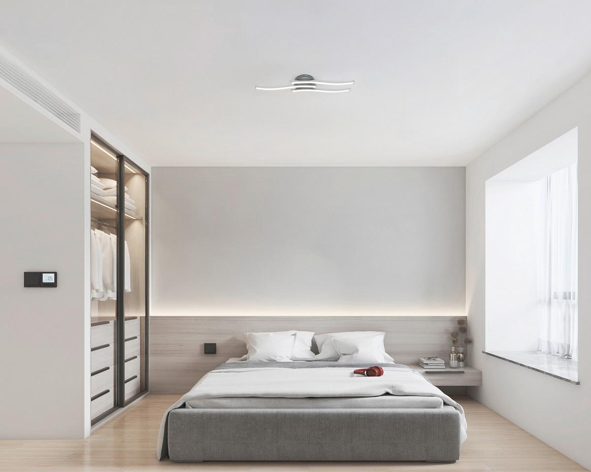 STROPNÉ LED SVIETIDLO ROLLIM - biela/niklová, Konventionell, kov/plast (14/54,5/6,5cm) - Mömax