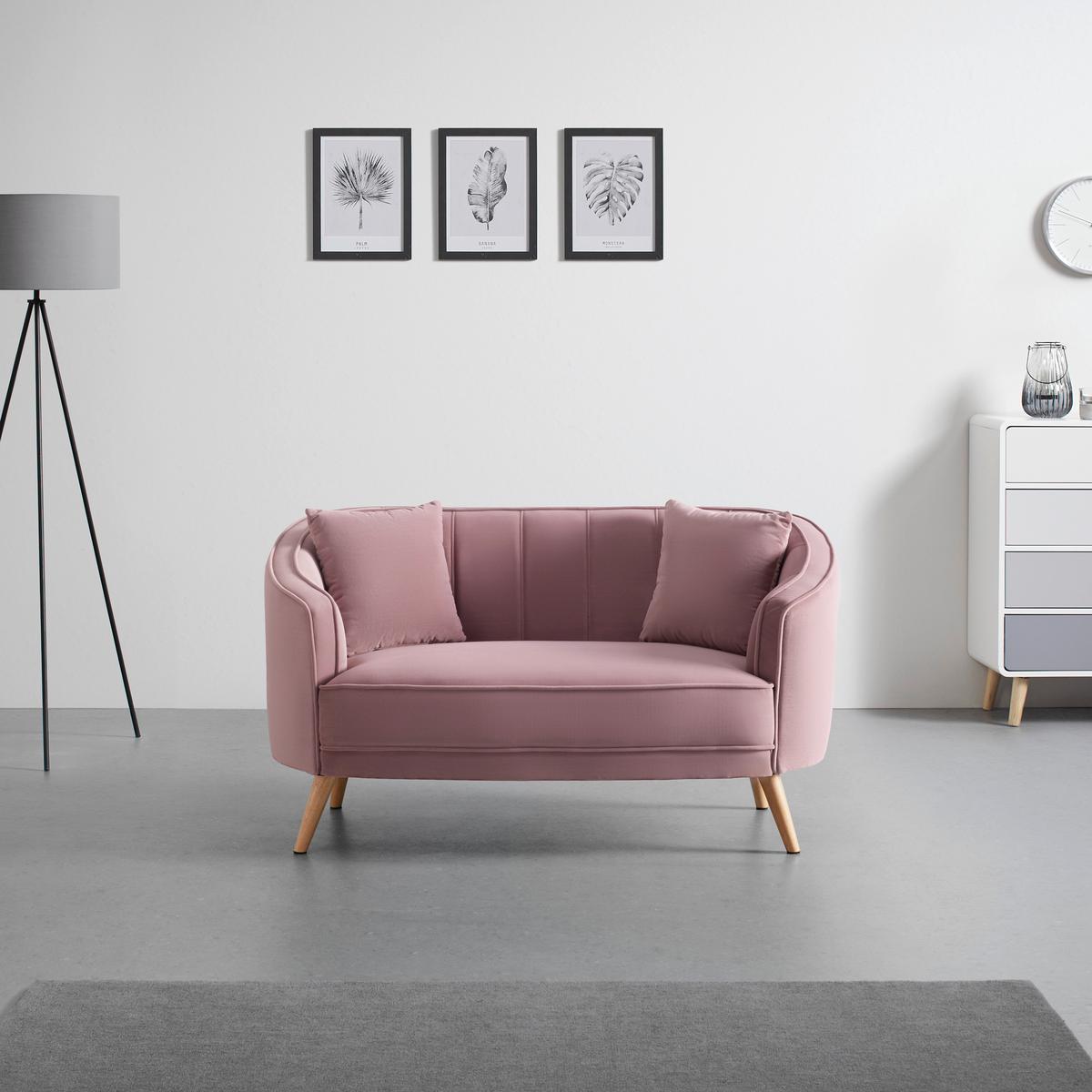 Pohovka HOPE růžová - růžová/přírodní barvy, Moderní, dřevo/textil (141/77/73cm) - Bessagi Home