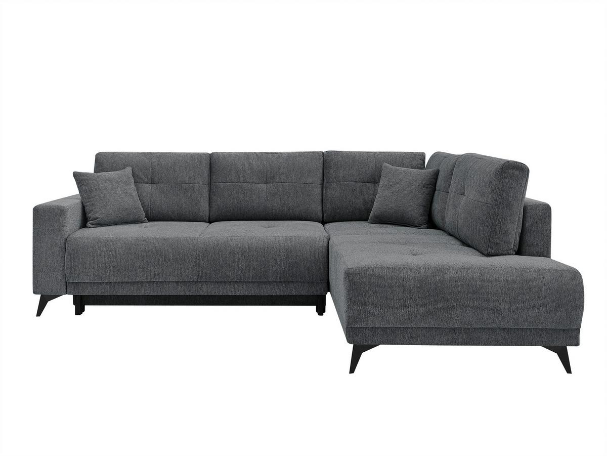 Rohová sedačka TEXAS, pravá, tmavě šedá - černá/tmavě šedá, Konvenční, dřevo (259/92cm) - Based