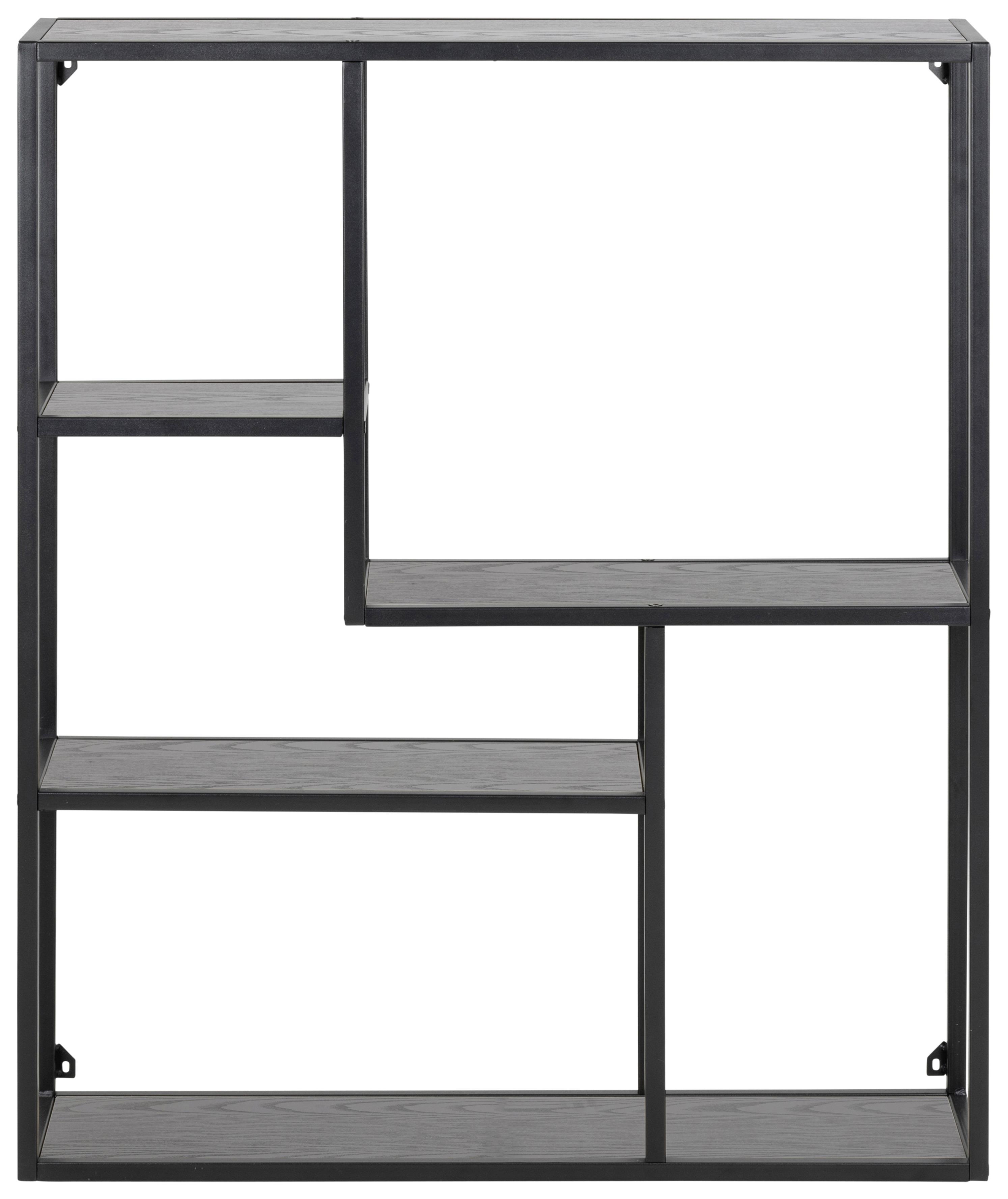 Wandregal Dekor Seaford B: 75 cm Schwarz - Schwarz, MODERN, Holzwerkstoff/Metall (75,0/91,0/20,0cm) - MID.YOU