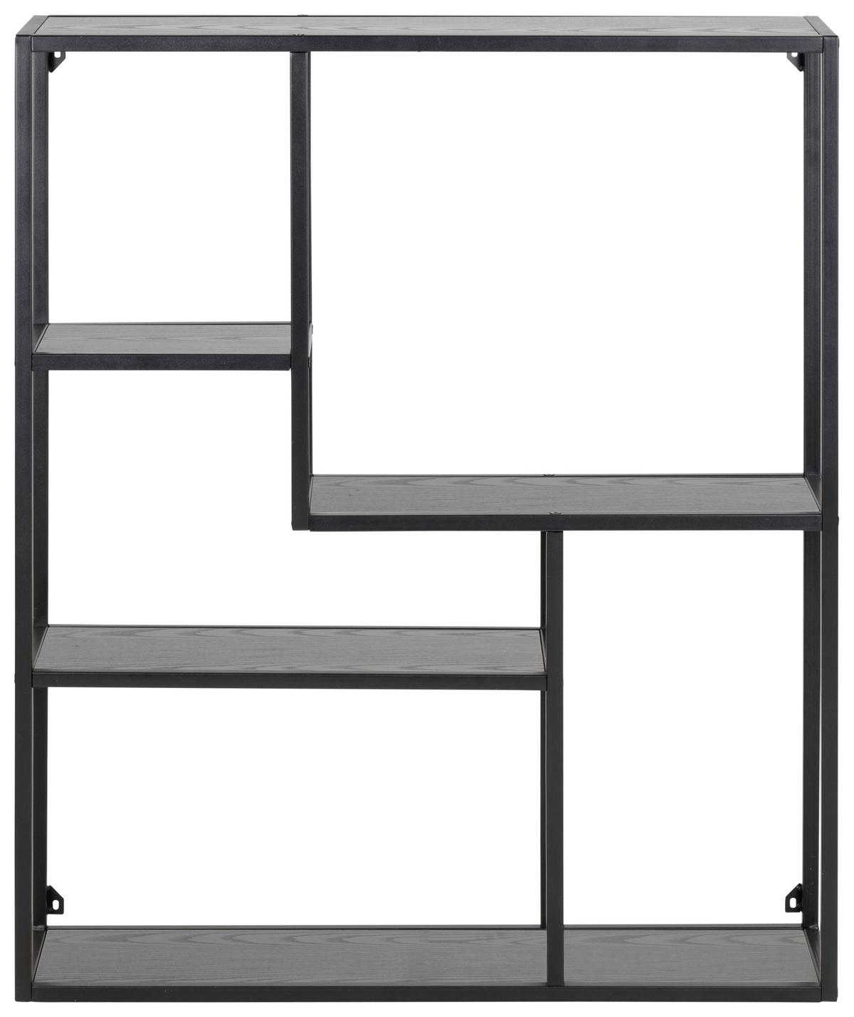 Falipolc Seaford 75/91cm - fekete, Modern, faalapú anyag/fém (75,0/91,0/20,0cm) - MID.YOU