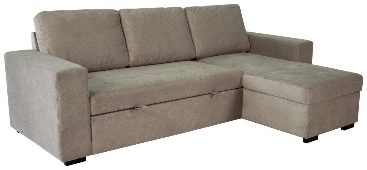 Ecksofa Jan Greige S: 247x155 Cm - Greige, Trend, Textil (247/155cm)