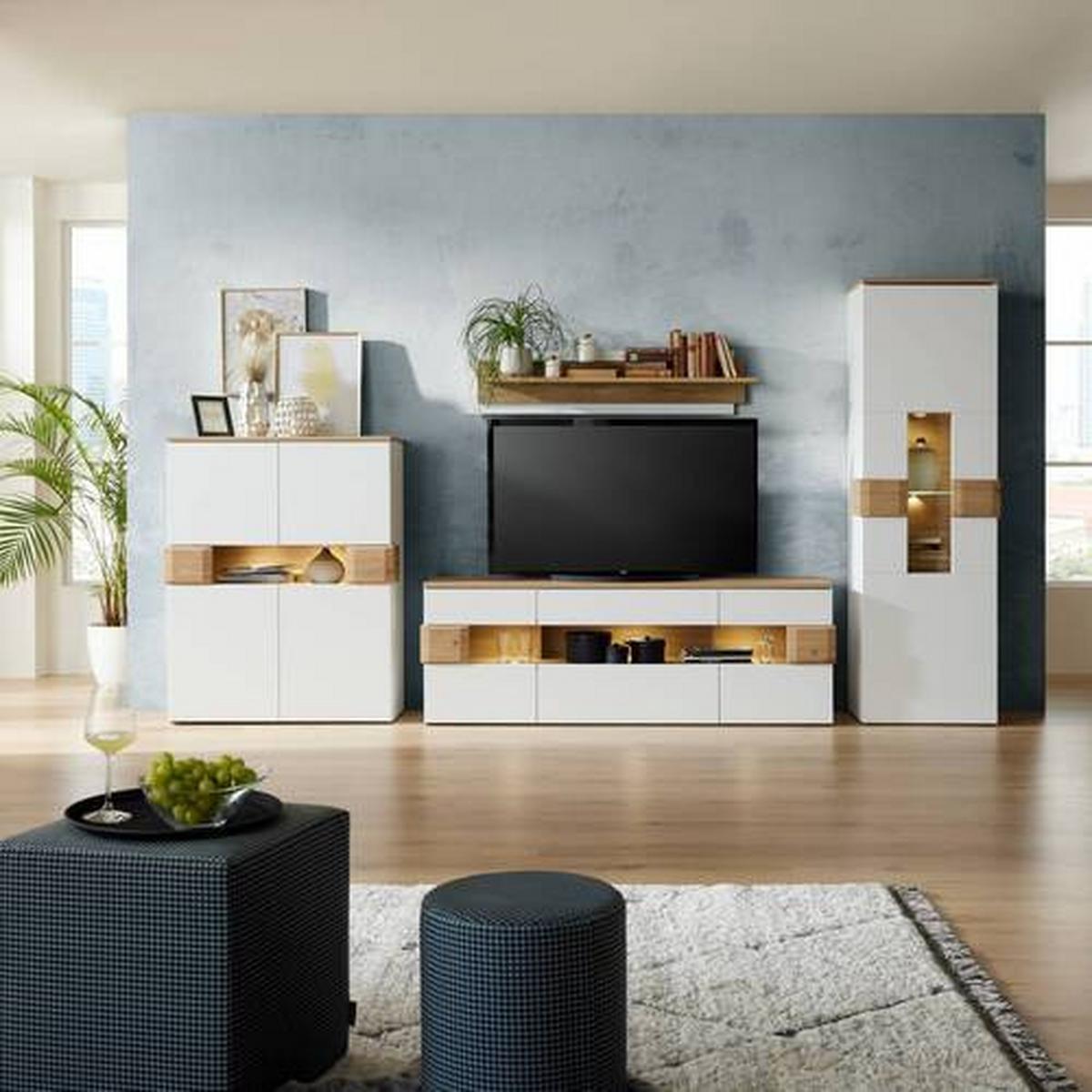 VYSOKÁ KOMODA DIMITRI - Moderní, kompozitní dřevo/plast (100/128/42cm)