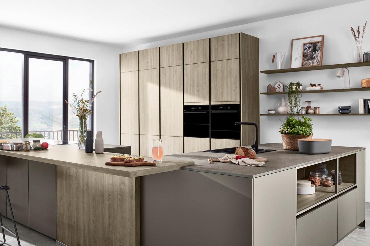 Einbauküche Riga/Eastbourne Frei Planbar Klassisch - Erlefarben/Grau, MODERN, Holzwerkstoff - Vertico
