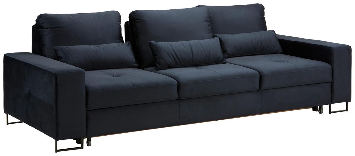 Rozkládací pohovka SIMONE, tmavě modrá - černá/tmavě modrá, Moderní, kov/textil (261/77-87/116cm) - Mömax