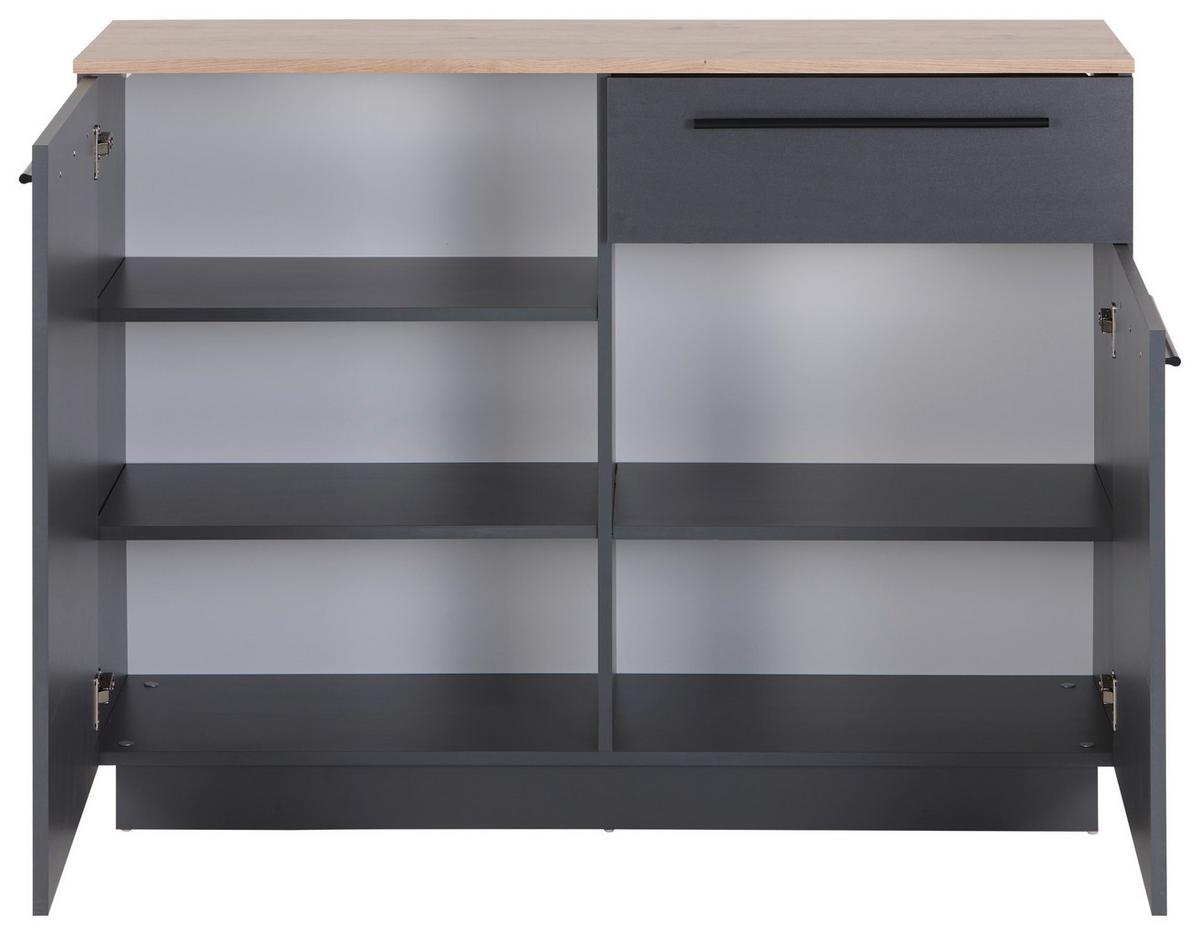 Kommode B: 120 Cm Alaska Anthrazit/eiche Artisan - Anthrazit/Eiche Artisan, MODERN, Holzwerkstoff (120/90,9/42cm)
