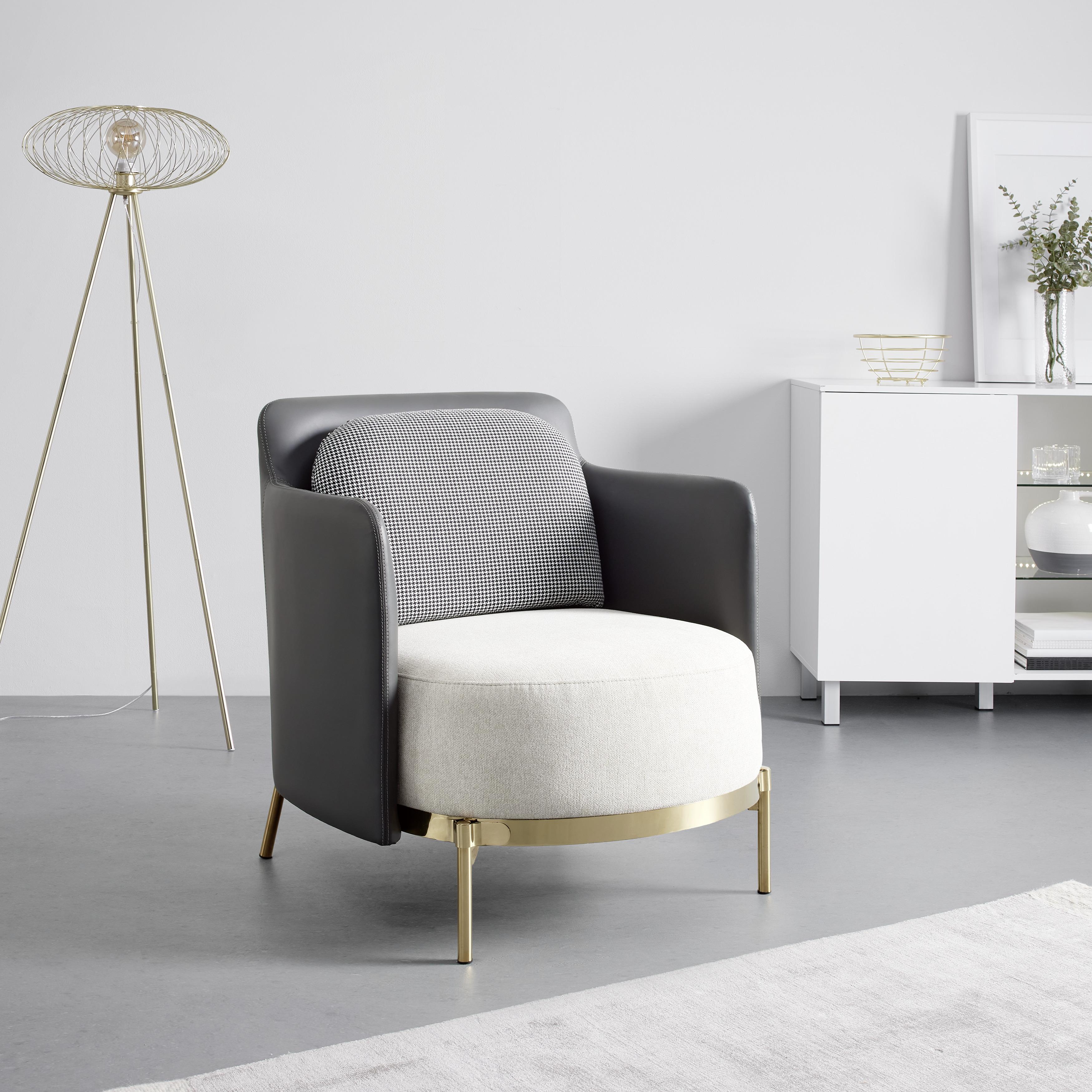 Kreslo Manila - čierna/zlatá, Moderný, kov/drevo (70/81cm) - Bessagi Home