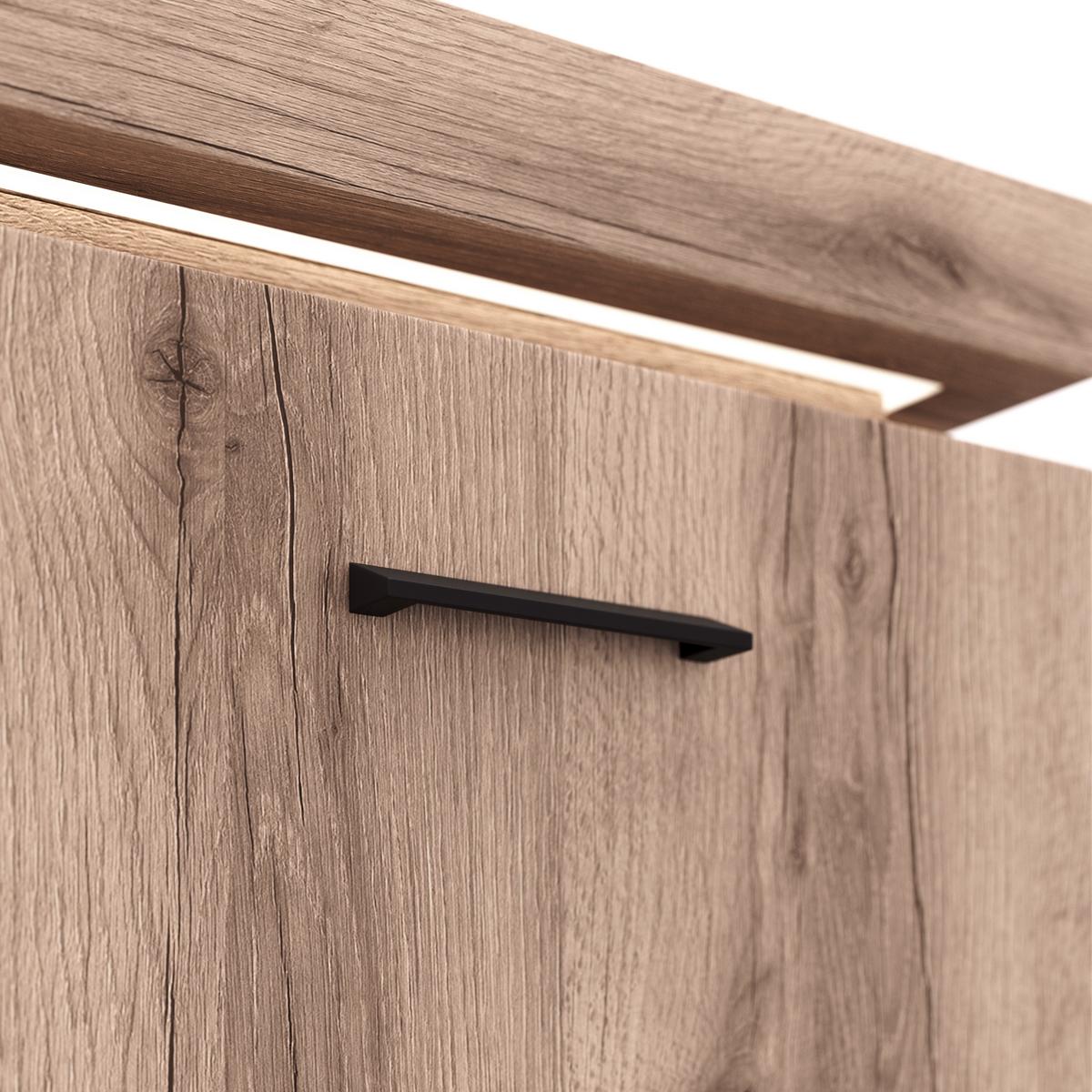 Wohnkombination Modern 4 -Teilig. mit Led Vanvouver, Eiche Dekor - Eichefarben, MODERN, Glas/Holzwerkstoff (342/198/44cm)