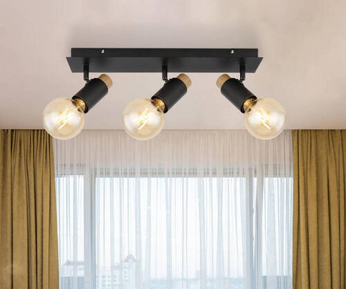 Strahler 54045-3 - Dunkelbraun/Schwarz, Design, Holz/Metall (48,5/8/14,5cm) - Globo