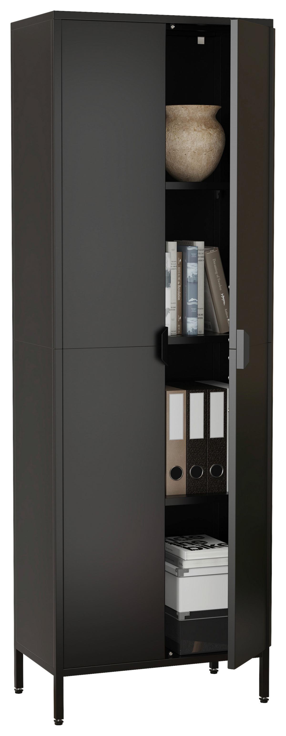 DREHTÜRENSCHRANK Flokas Schwarz B: 60 cm - Schwarz, Design, Metall (60/180/35cm) - MID.YOU